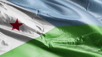 Djibouti flag waving on the wind loop. Djibouti banner swaying on the breeze. Full filling background. 10 seconds loop. video