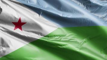 drapeau djibouti agitant lentement sur la boucle du vent. bannière djibouti se balançant doucement sur la brise. fond de remplissage complet. Boucle de 20 secondes. video