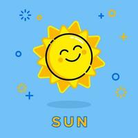 gráfico vectorial ilustrativo del sol sonriente. perfecto para evento infantil o producto como vitamina, leche, etc. vector