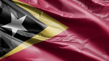 bandeira de timor leste acenando lentamente no loop de vento. bandeira de timor leste balançando suavemente na brisa. fundo de preenchimento completo. Ciclo de 20 segundos. video