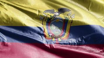 bandera textil de ecuador ondeando en el bucle de viento. estandarte ecuatoriano meciéndose en la brisa. tejido textil tejido. fondo de relleno completo. Bucle de 10 segundos. video