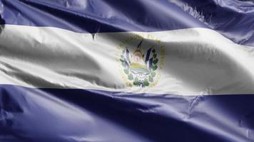 bandera de el salvador ondeando lentamente en el bucle de viento. el estandarte salvadoreño meciéndose suavemente con la brisa. fondo de relleno completo. Bucle de 20 segundos. video