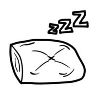 hand drawn outline single pillow with sleep text effect vector icon