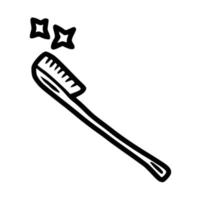 hand drawn outline toothbrush with clean and shine effect vector icon