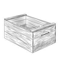 caja de madera aislada sobre fondo blanco. estilo grabado vintage. vector