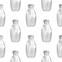 Japanese sake seamless pattern on white background. Ceramic bottle sake hand drawn sketch. vector