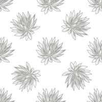 Hand drawn blue agave seamless pattern. Succulent plants wallpaper. Engraving vintage style. vector