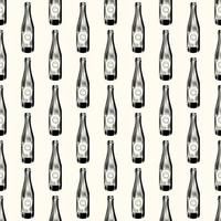 Hand drawn cider bottle seamless pattern. Craft beer bottle wallpaper. vector