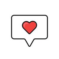 red social como icono de notificación día de san valentín estilo de ranura de corazón como icono vector