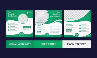 Medical Social Media Post Template, Editable Healthcare Social Media Banner Template. Social media post design free vector. Anyone can use This Design Easily