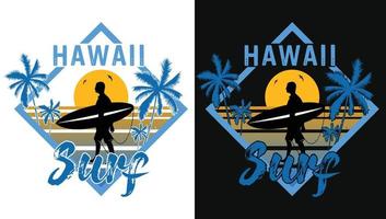 hawaii surf diseño de tipo retro colorido para camiseta, sudadera con capucha vector