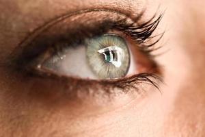 Close-up of beautiful young woman's eye. photo