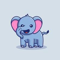 Cute Elephant Smiling Cartoon Vector Icon Illustration. Animal  Nature Icon Concept Isolated Premium Vector. Flat Cartoon  Style.
