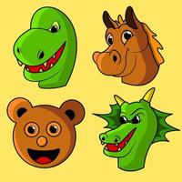 All kinds of unique and cute animal heads vector