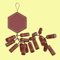 Chinese firecrackers are usually used for Chinese New Year celebrations, 3D render. Isolated On Yellow Background photo