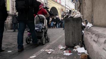Garbage on the Street of Prague Czech Republic video
