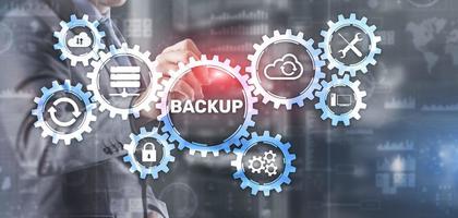 Backup Data recovery Cybersecurity. Mixed media technology concept photo