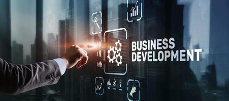 Business Development Planning. Inscription on 3D the virtual screen photo