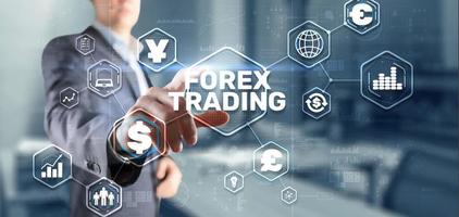 Inscription Forex Trading on Virtual Screen. Business Stock market concept photo