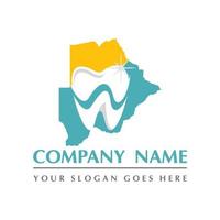 botswana mapa y dientes cuidado dental símbolo logo vector