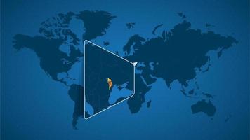 Detailed world map with pinned enlarged map of Moldova and neighboring countries. vector