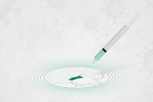 concepto de vacunación de portugal, inyección de vacuna en el mapa de portugal. vacuna y vacunación contra el coronavirus, covid-19. vector