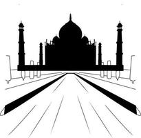 silueta de la mezquita tajmahal india vector