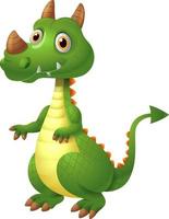 cute green dragon illustration vector