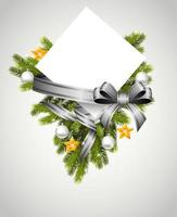 Christmas gift card with ribbon vector