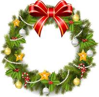 christmas wreath decoration vector