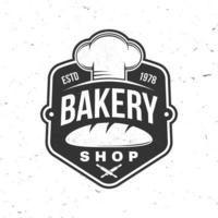 Bakery shop. Vector. Concept for badge, shirt, label, stamp or tee. Typography design with bread, text, chef hat silhouette. Template for restaurant identity objects, packaging and menu vector