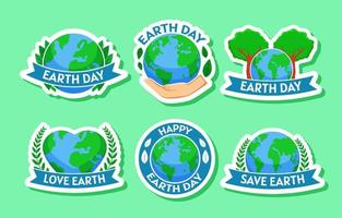 Earth Day Sticker Set vector