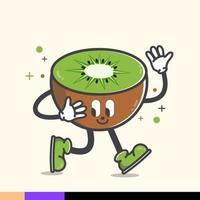 linda tendencia de ilustración de fruta de kiwi vector