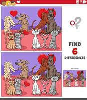 differences game with pets in love on Valentines Day vector