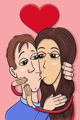 valentine card with cartoon woman and man in love 5358057 Vector Art at  Vecteezy