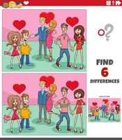 differences game with couples in love on Valentines Day vector