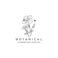 Flowers Logo Template for Botanical hand drawn Logo, Farm or Flowers Shop vector