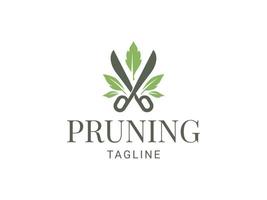 Pruning leaf modern gardening logo template vector