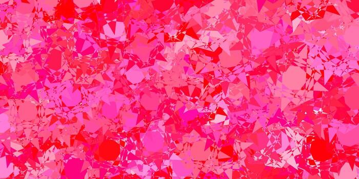 textura de vector rosa claro con triángulos al azar.