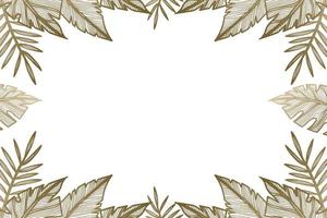 hand drawn linear golden leaves background vector
