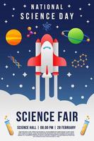 gradient national science day vertical poster banner for science fair template vector