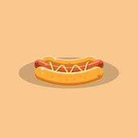 hot dog illustration with cheese. hot dog sausage illustration vector