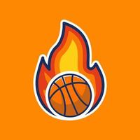 ilustración de baloncesto cubierto de fuego vector