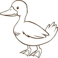 Duck in doodle simple style on white background vector