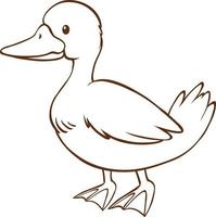 Duck in doodle simple style on white background vector