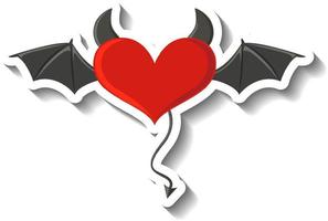 Red heart with evil wings in cartoon style vector