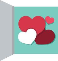 Opened card with red hearts vector