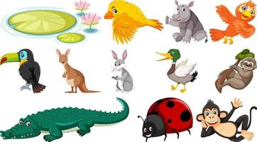 Set of isolated various animals vector