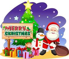 Merry Christmas banner with Santa Claus vector