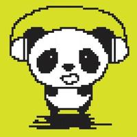 panda pixel art tocando música vector